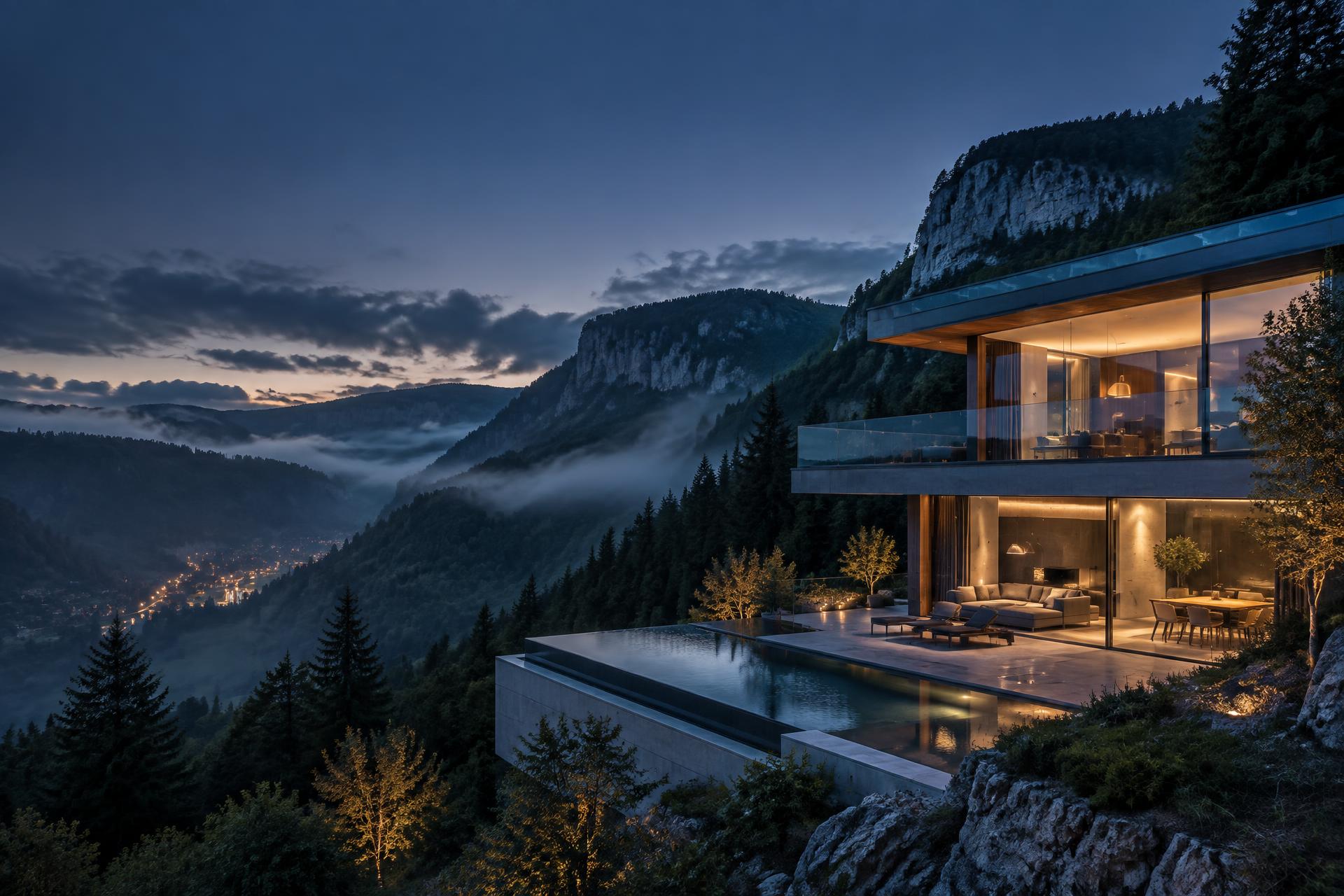 Villa contemporaine dominant les montagnes du Jura